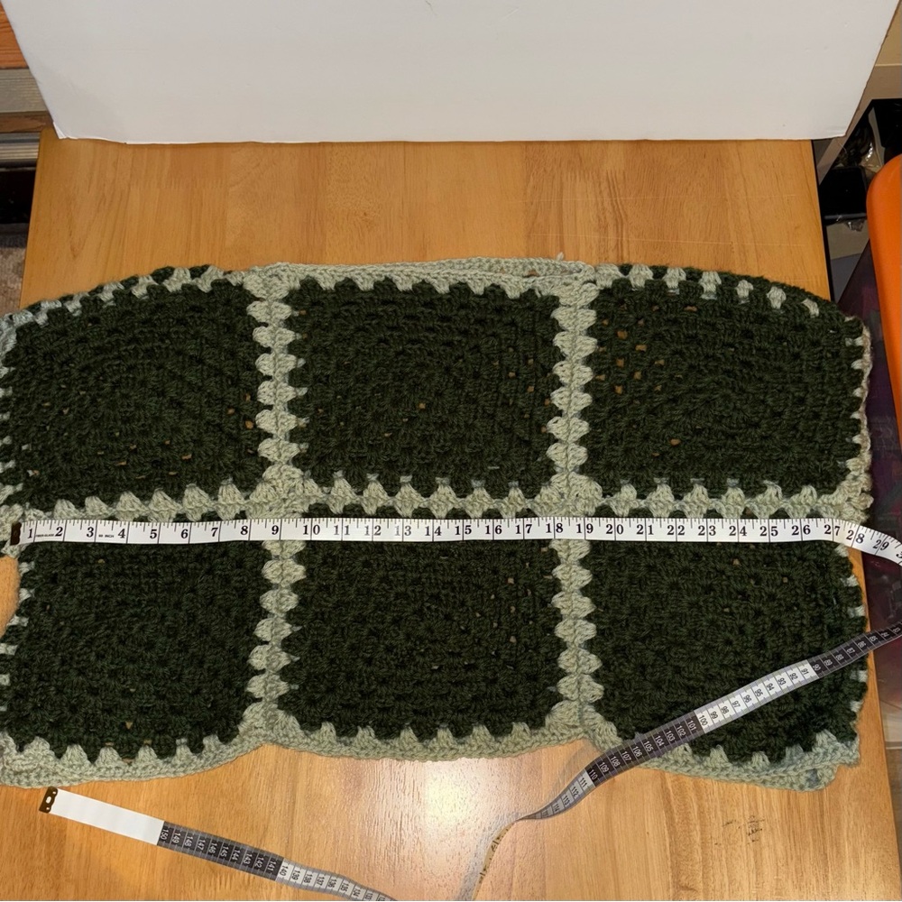 Handmade Trendy Army Green Crochet Sweater Balloon Sleeve Comfy Oversized M/L - Picture 9 of 10
